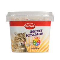 مکمل غذایی کاسه ای مولتی ویتامین به همراه کلسیم مخصوص گربه سانال 100 گرمی